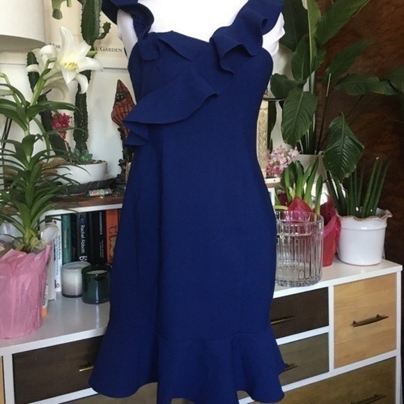 LIKELY Blue Ruffle Mini Cocktail Dress - Picture 12 of 16